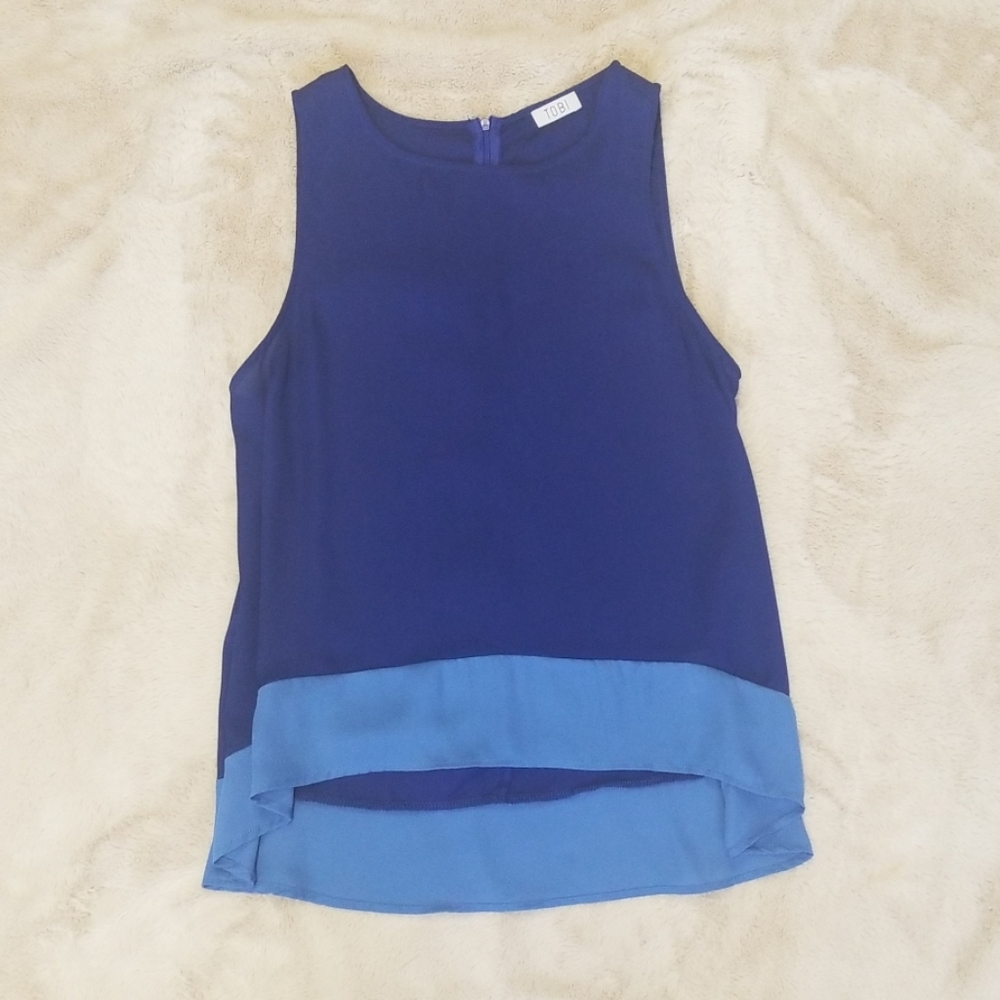 Tobi Blue Hi Low Tank Top